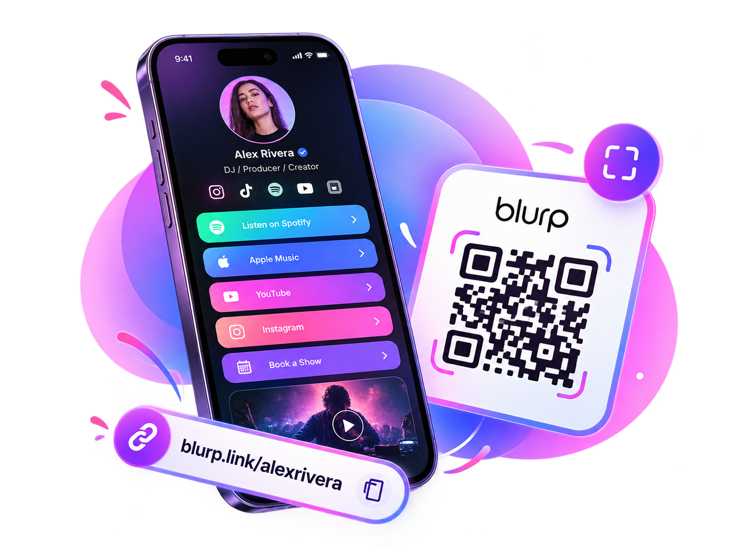 Blurp profile and QR code mockup